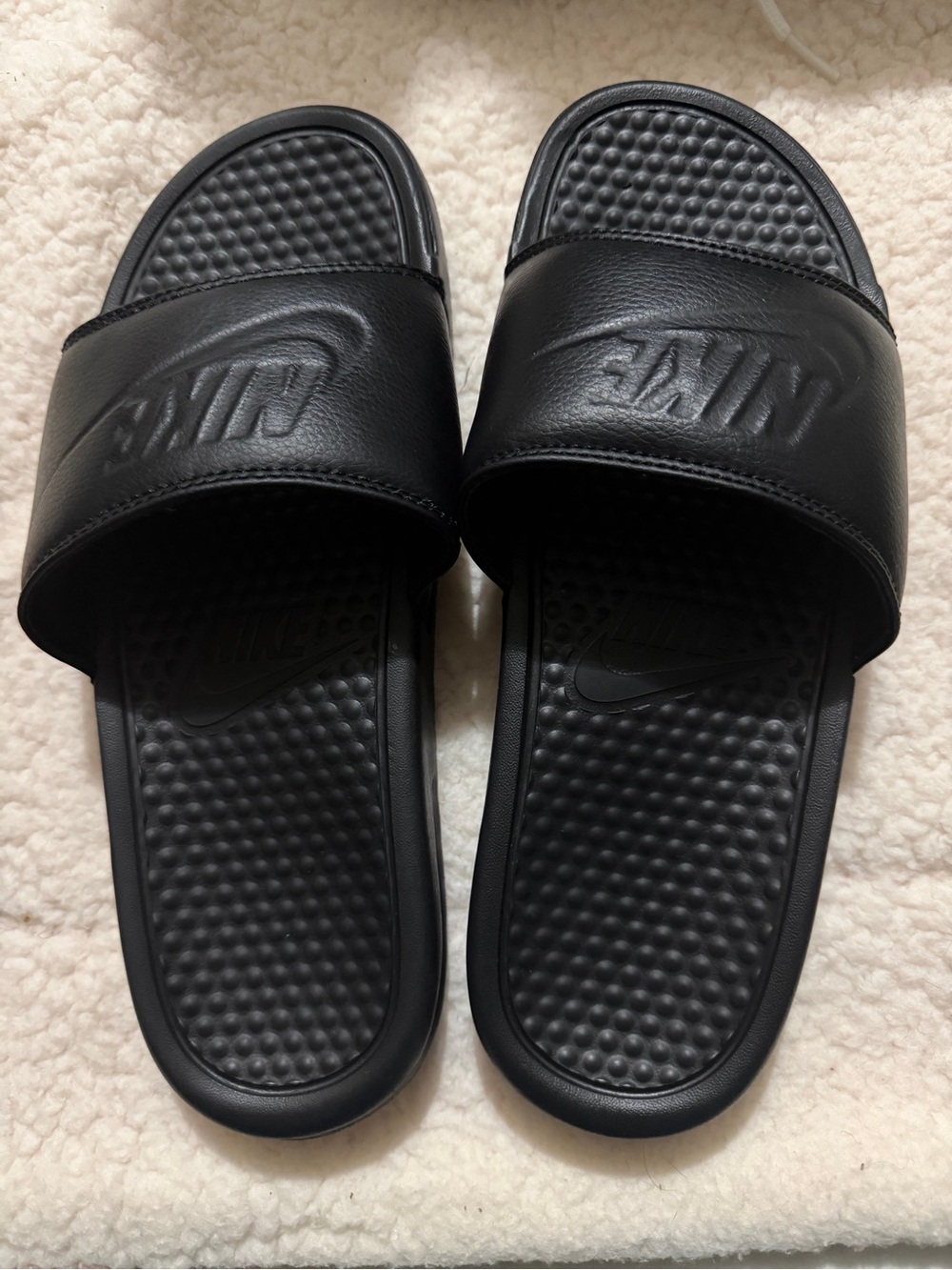 Nike Black Men's Slide Sandals with Embossed Logo